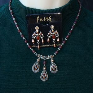 dangling charming pendants chain necklace set S12